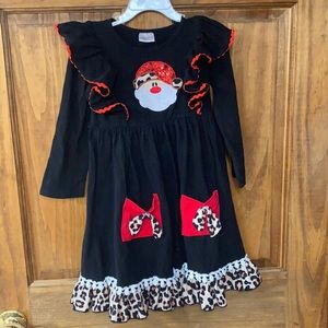 Little girls Santa leopard dress